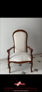 Restauration bois et textile de fauteuil à Marnes-la-Coquette 92