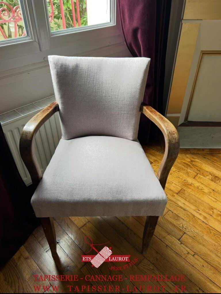 Réfection complète fauteuil style BRIDGE tissus fournis par nos soins 80733 margarita- rosa polvere 95600 Eaubonne 95 val d’Oise