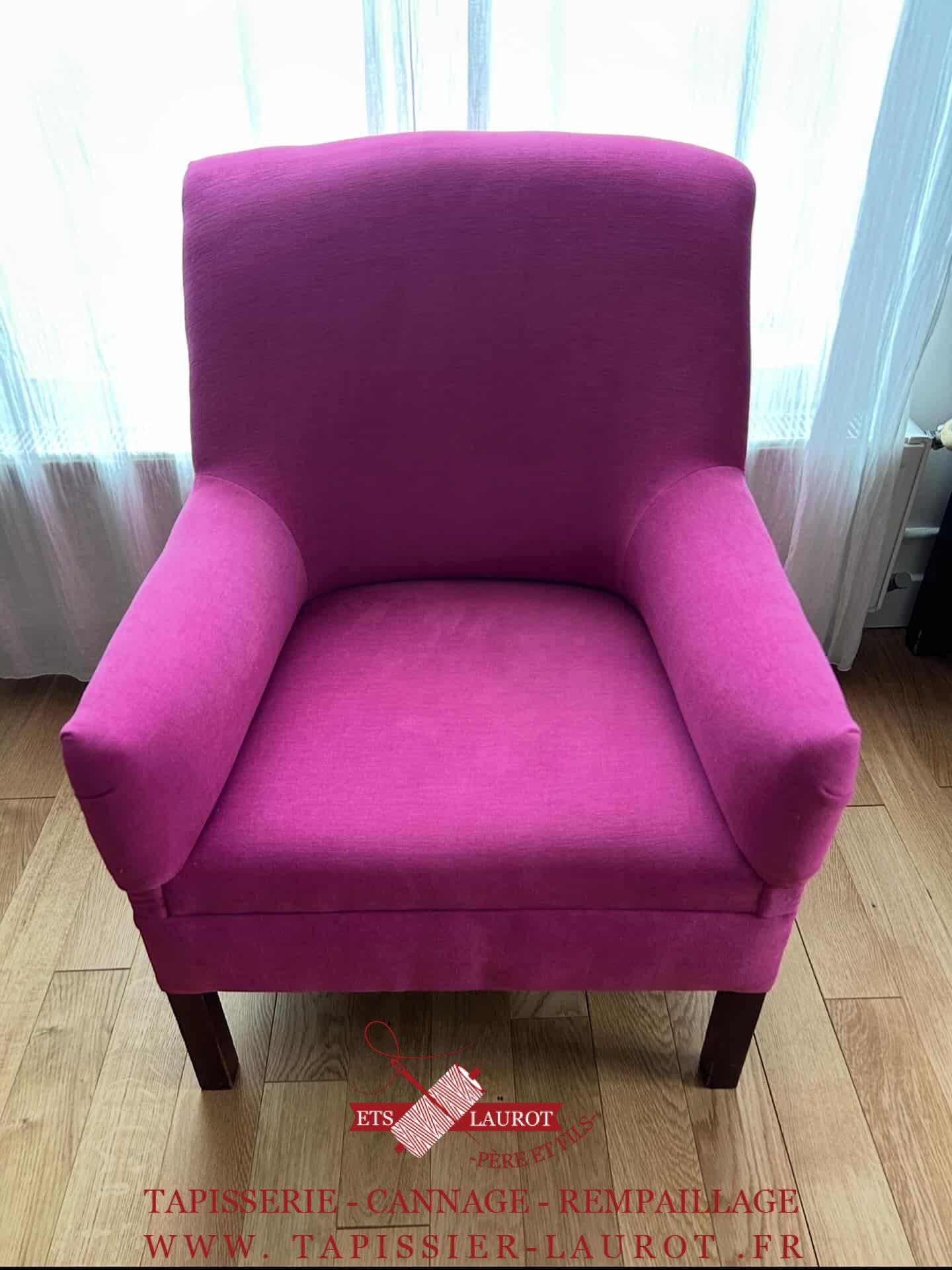Bougival 16 Réfection complète fauteuil tissus fournis par nos soin Amara 83963 - 9092 cyclamen bougival 78380 Yveline