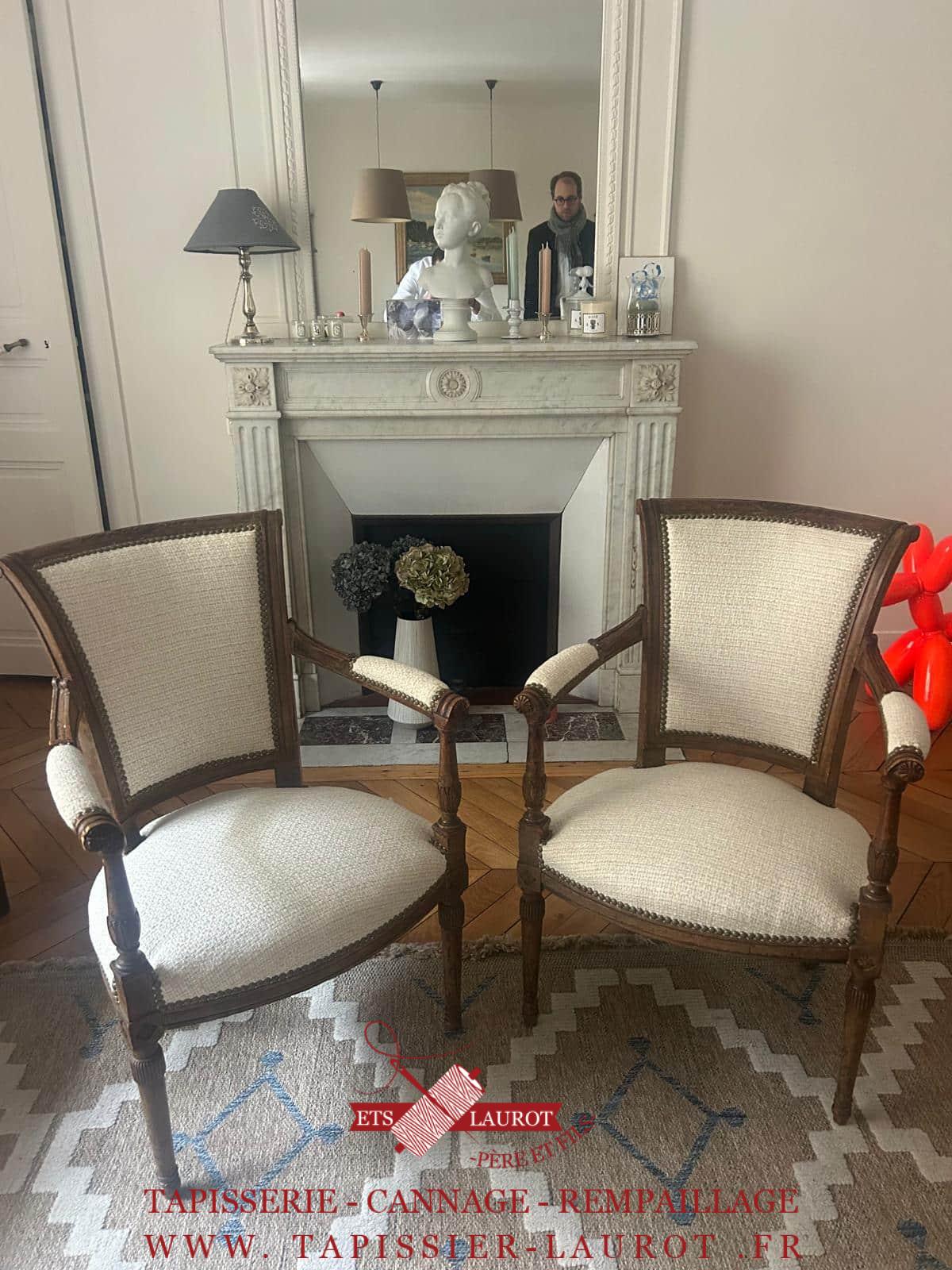 Tapissier ile de France paris 32 Restauration de fauteuils style louis 16 à Paris 16e