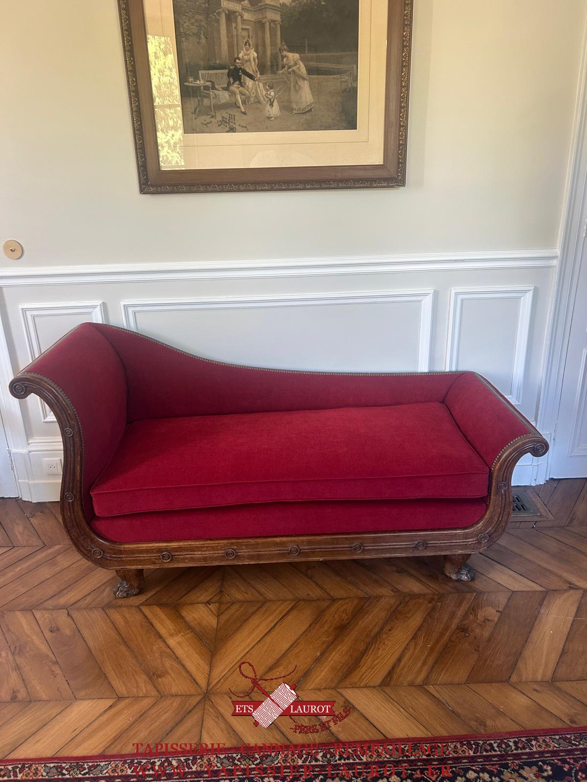 Réfection complète d’une méridienne de style Restauration à Versailles